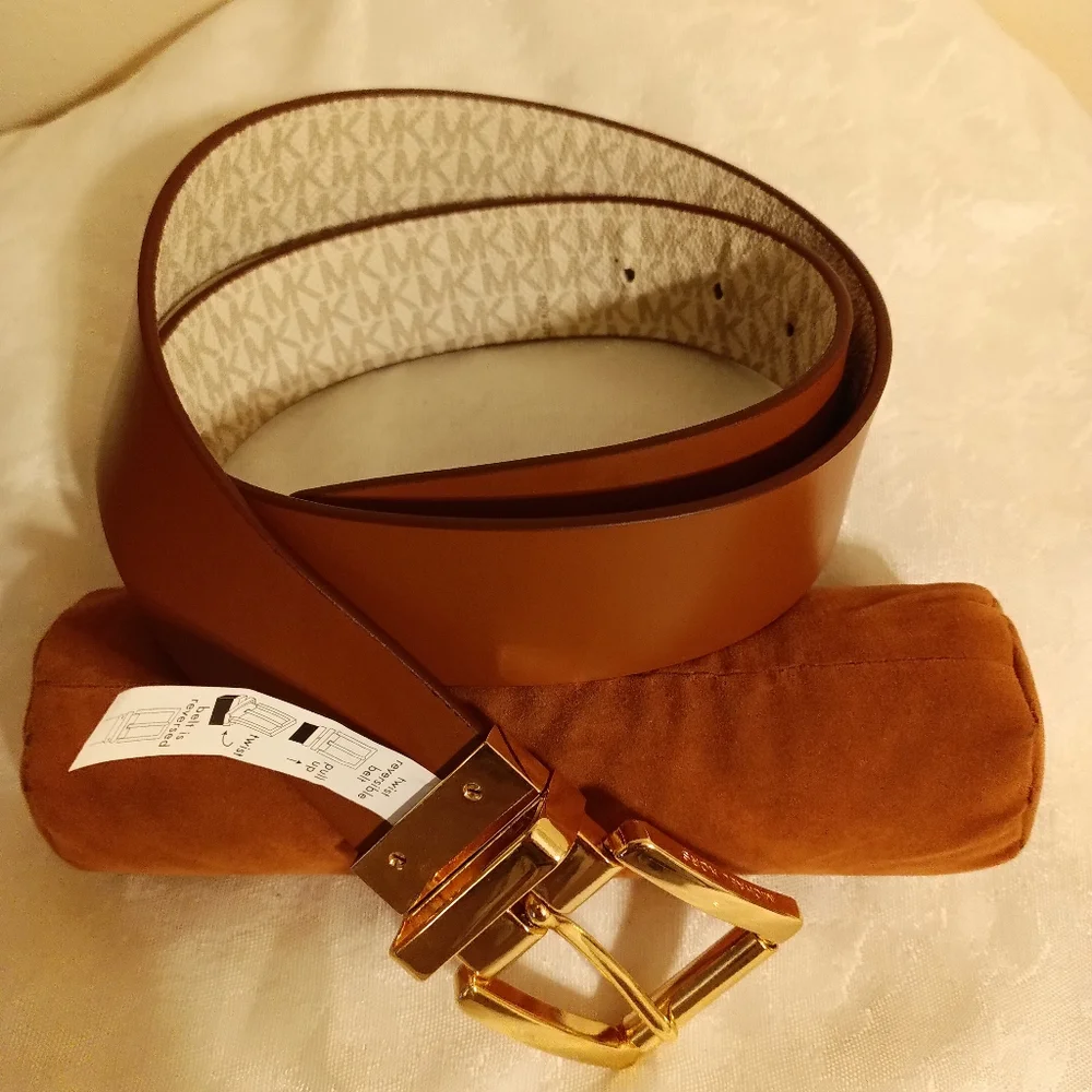 Michael Kors reversible women's belt white and brown 37 inches